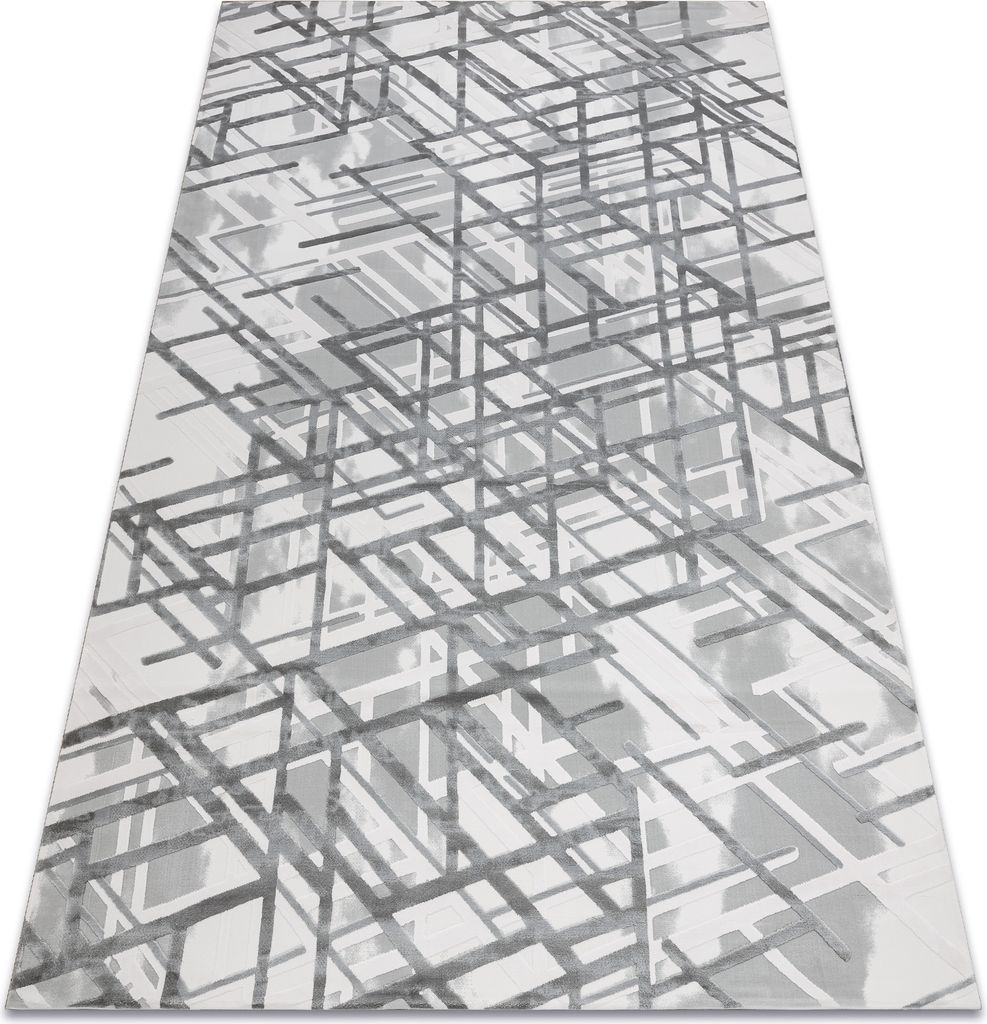 Teppich ACRYL VALS 8381 Linien räumlich 3D grau Grau 80x300 cm