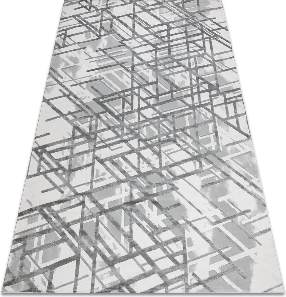 Tapis AKRYL VALS 8381 à Rayures 3D Gris Anthracite en 80x300 cm