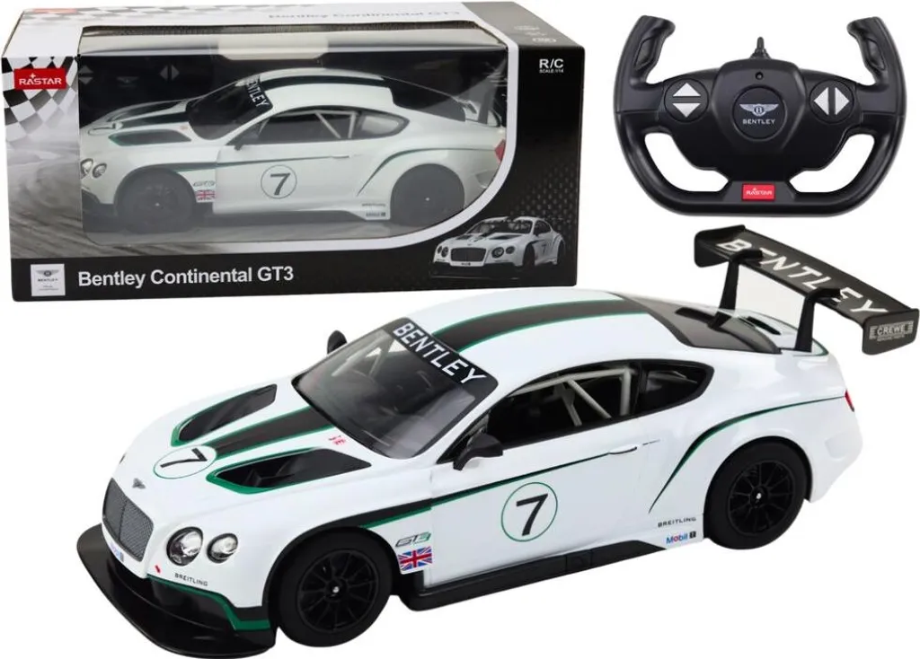 Voiture Télécommandée Bentley Continental GT3 1/14 Blanche pour Enfant
