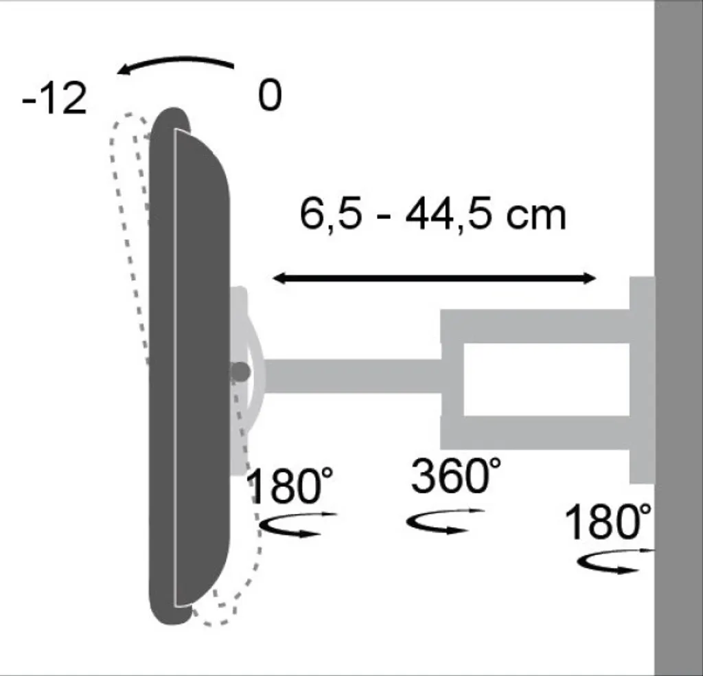 Fini les Reflets : Support Mural TV Orientable 19 à 37 Pouces Blanc Techly LCD - 4