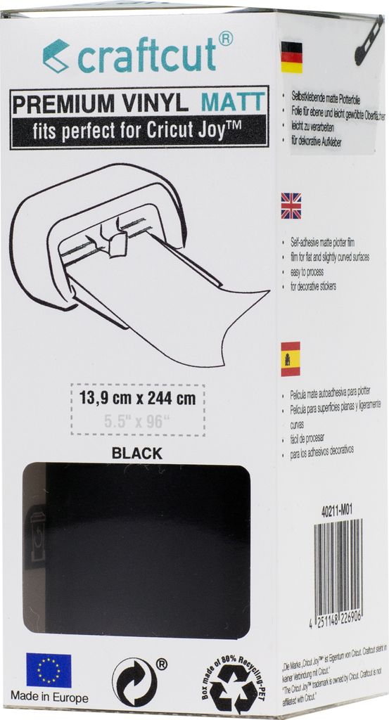 craftcut Premium Plotterfolie matt 01 BLACK 13,9 x 244 cm