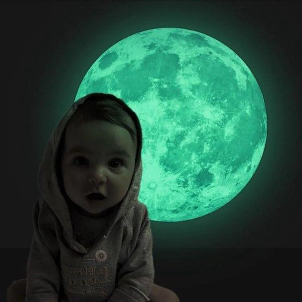 Autocollant lune lumineuse pour decoration de nuit de chambre zen