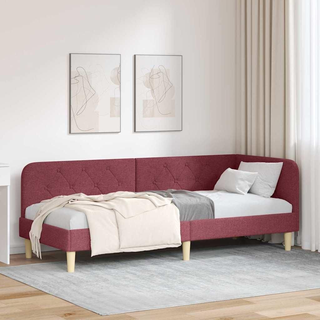 Maison Exclusive - Eckbettgestell Weinrot 80 x 200 cm Stoff