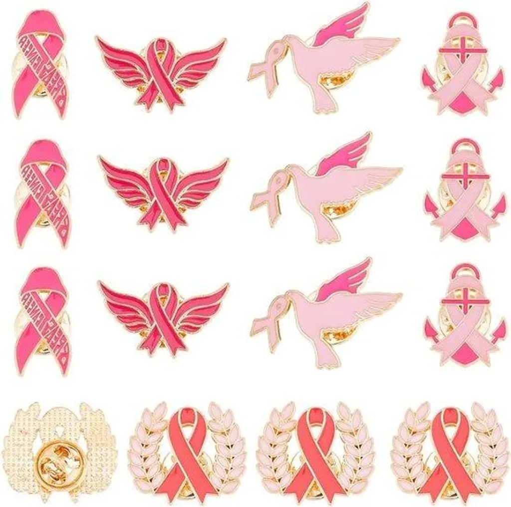 Lot de 20 Broches Émail Rose Durable - Finition Brillante Sensibilisation
