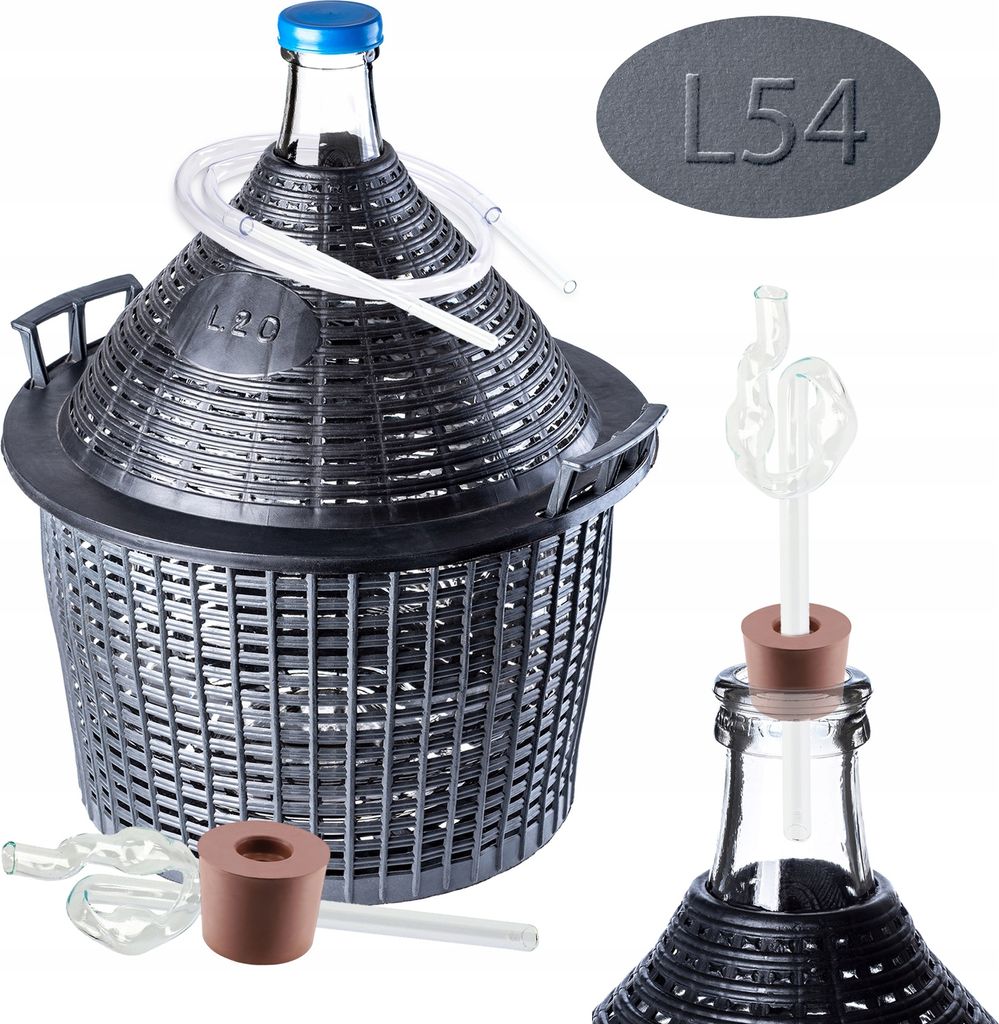 Set di damigiane in vetro KADAX "Alatri", con cestello in Immagine del prodotto 