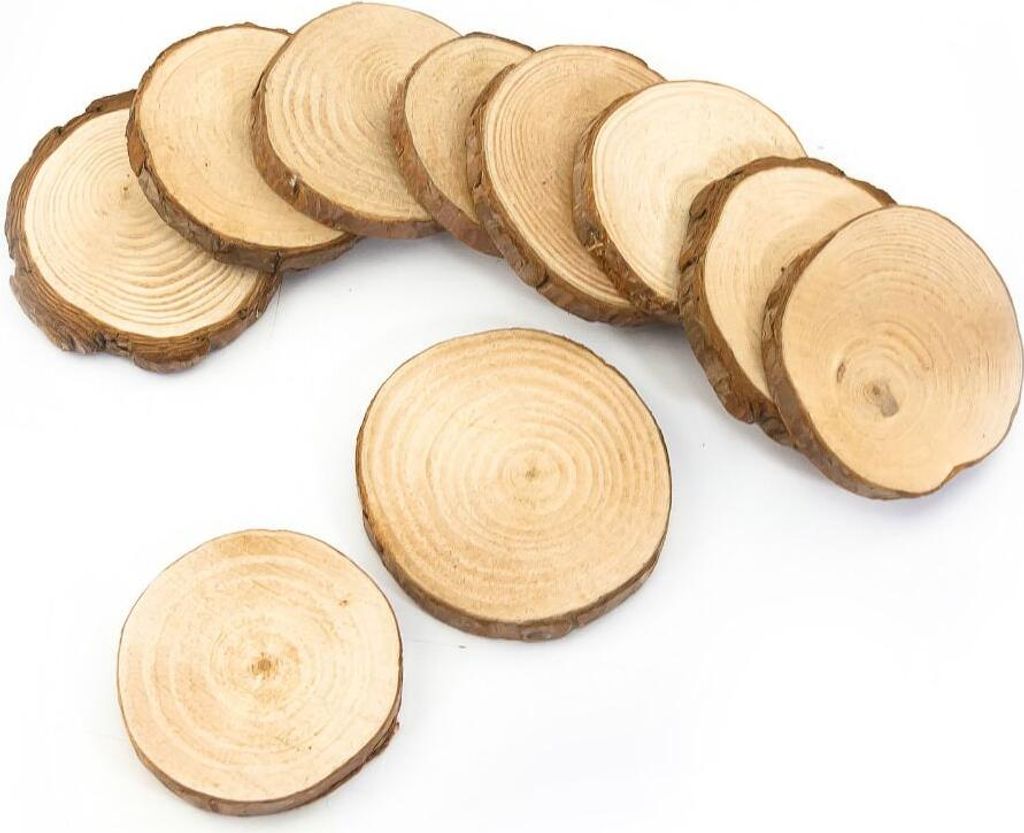 Oblique Unique 10 Holz Scheiben Untersetzer mit Rinde Holzdeko