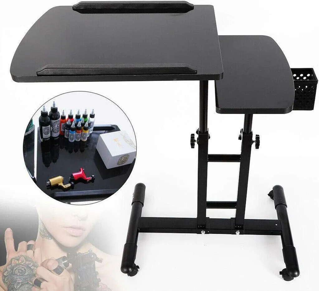 Station de travail tatouage réglable avec support à roulettes robuste