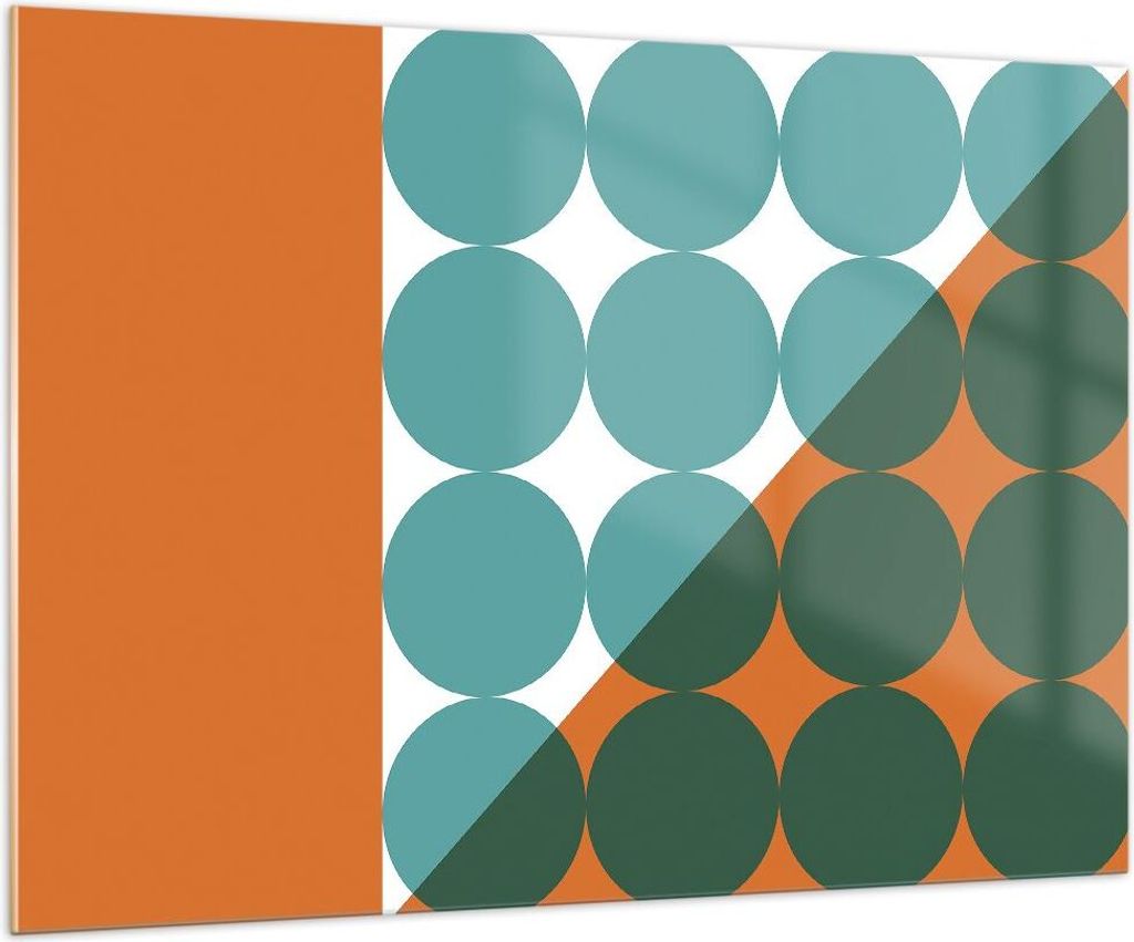 Bilder auf glas - Einteilig - Koliken Türkis Orange - 100x70cm - Glasbilder - Wandbilder - Bilder - zum Aufhängen bereit - Wanddekoration aus Gla...