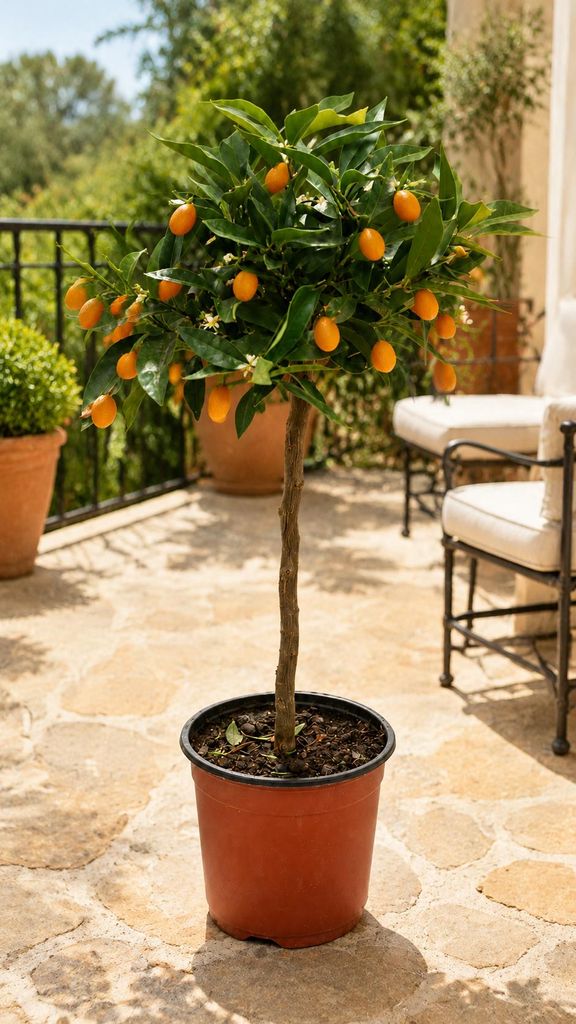 Kumquat-Stämmchen Nagami ca. 50 cm – Fortunella margarita Produktbild  KI-generiertes Bild