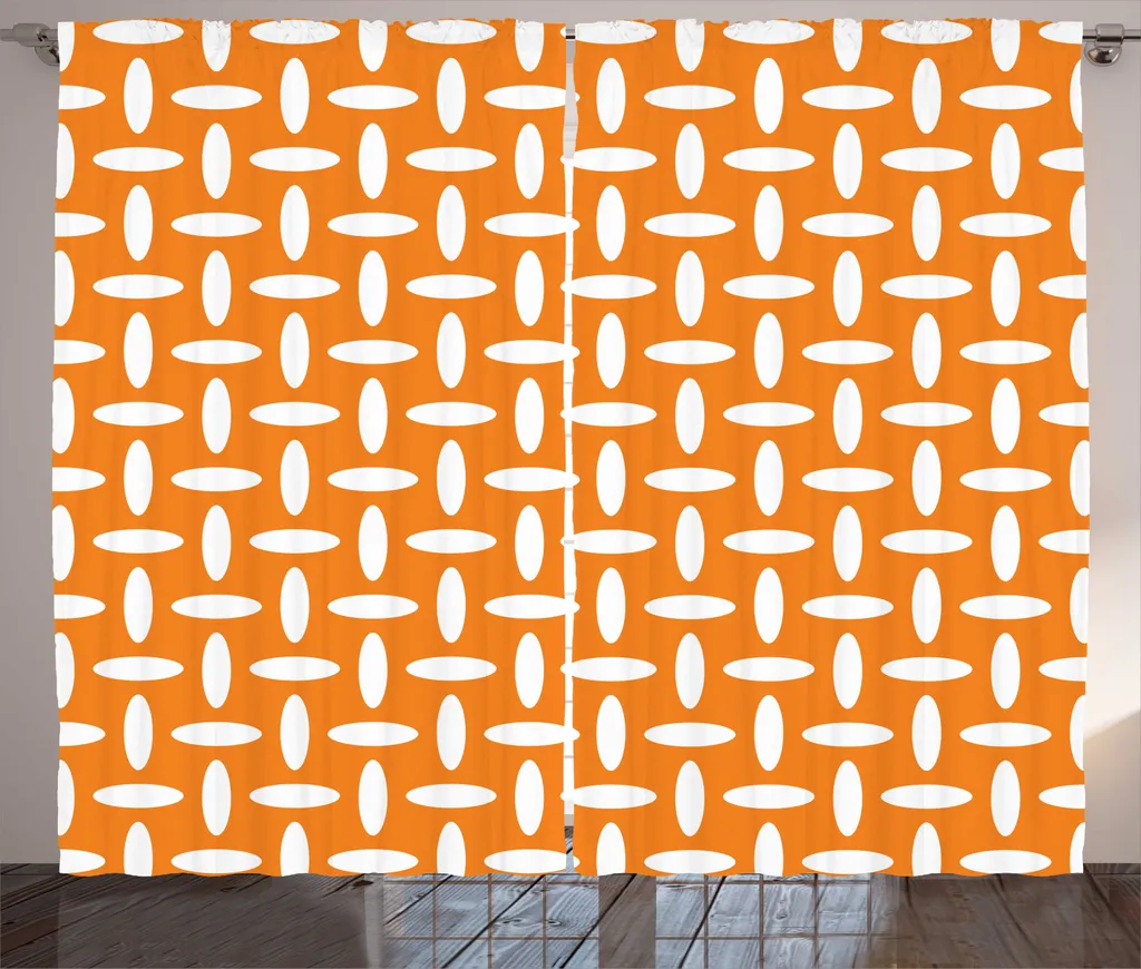 ABAKUHAUS Rideau Géométrique Jaune et Blanc 280x225 cm avec Crochets