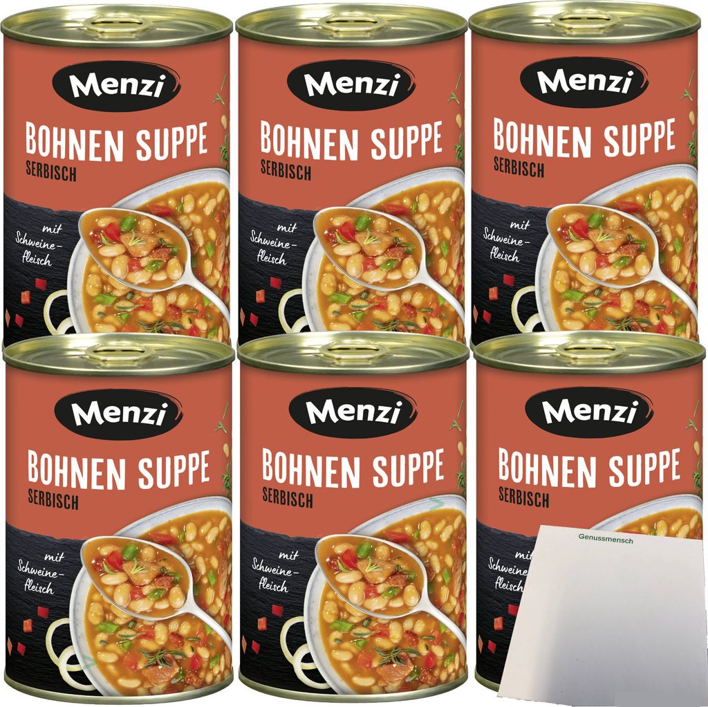 Menzi Serbische Bohnensuppe 6er Pack (6x400ml Dose) + usy Block