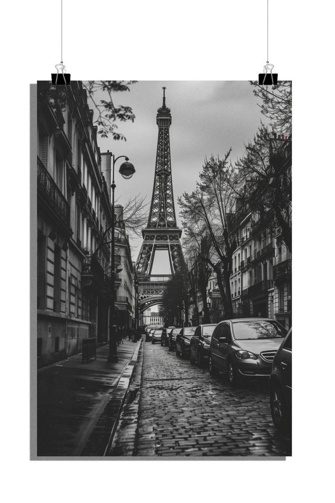 Eiffelturm Poster - Paris Poster - Stadt Poster - Schwarz-Weiß Poster - 51x71cm - Perfekt zum Einrahmen