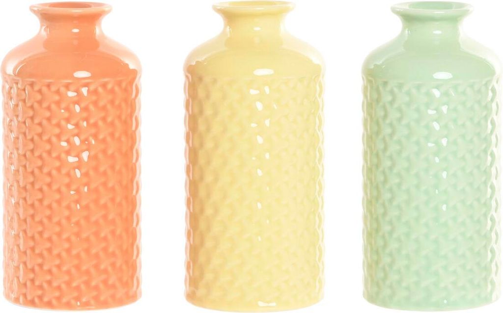 Vase Home ESPRIT grün Beige Grau Terrakotta Dolomite 9 x 9 x 19 cm (3 Stück)