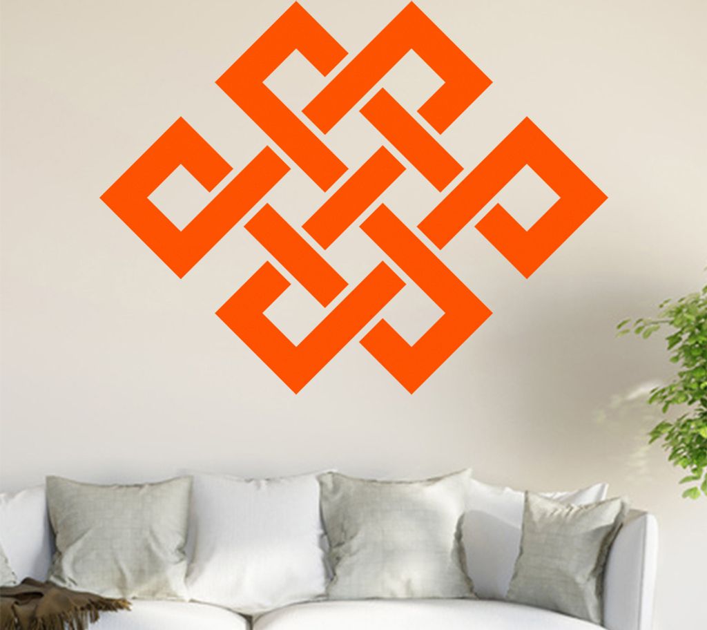 Buddhistischer Endlosknoten Wandtattoo in 6 Größen - Wandaufkleber Wall Sticker - Dekoration, Küche, Wohnzimmer, Schlafzimmer, Badezimmer