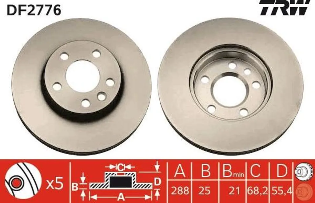 Disque de frein arrière TRW pour Ford Galaxy et VW Sharan Alhambra