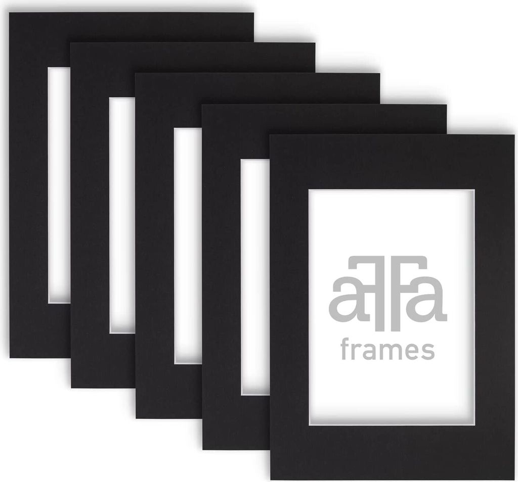 aFFa frames Passe Partout | Minimalistische Bildunterlage zur Anzeige Ihrer Fotos, Poster, Diplome | Karton, Farbe, Schwarz, 21x29,7 cm | 5 Stück ...