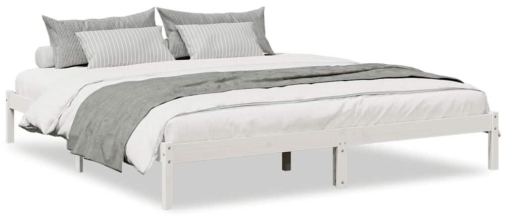 vidaXL Massivholzbett Extra Lang ohne Matratze Weiß 180x220 Produktbild 