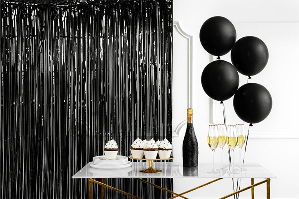 PartyDeco Partyvorhang, schwarz, 90x250cm, Dekoration, Produktbild 