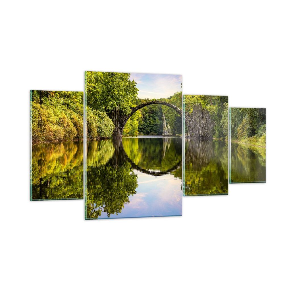Bilder auf glas - Park Natur Wasser - 160x90cm - Glasbilder - Wandbilder - Kunstdruck - zum Aufhängen bereit - Wanddekoration aus Glas - Glas Bild...