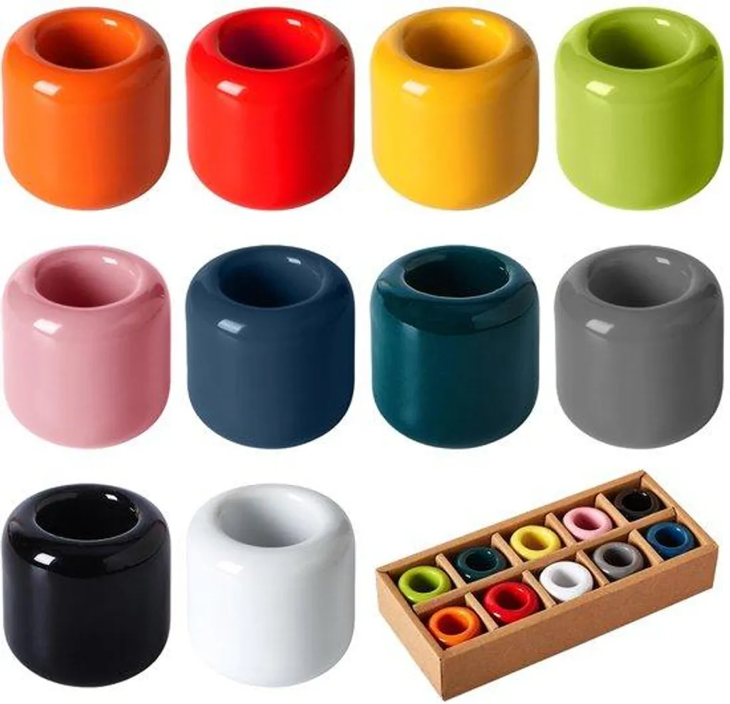 Bougeoirs pour mariage et anniversaire, lot de 10 en céramique 10 couleurs