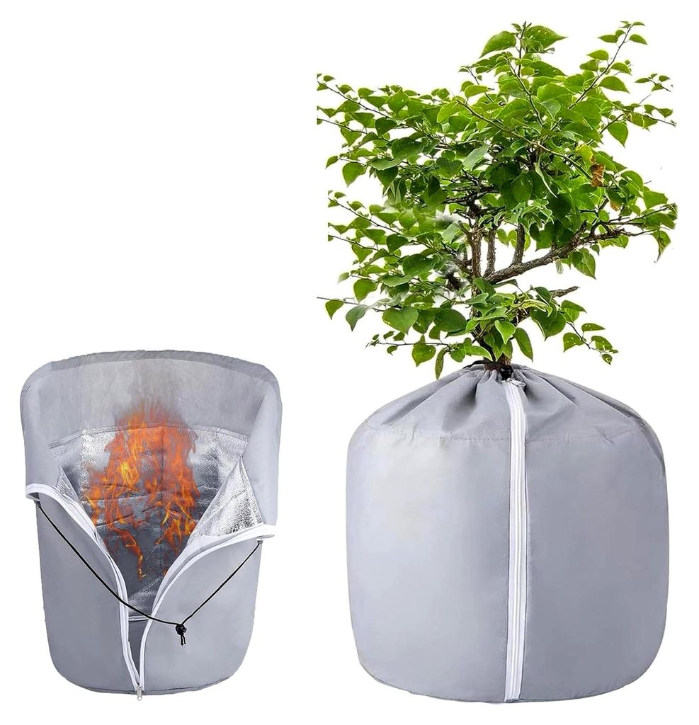 Thermo Topfschutz 50x45cm für Pflanzen im Winter mit Reißverschluss und Kordelzug für Palmen, Balkonpflanzen, Topfpflanzen und Sträucher