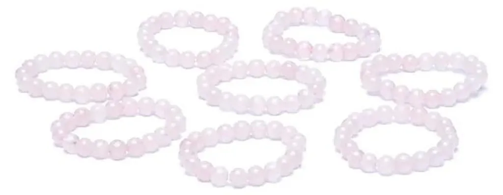 Lot 8 élastiques quartz rose anneau 3 mm pour chignon et queue-de-cheval
