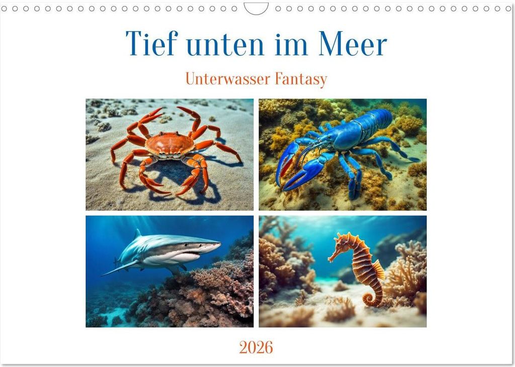 Tief unten im Meer Unterwasser Fantasy (Wandkalender 2026 DIN A3 quer), CALVENDO Monatskalender