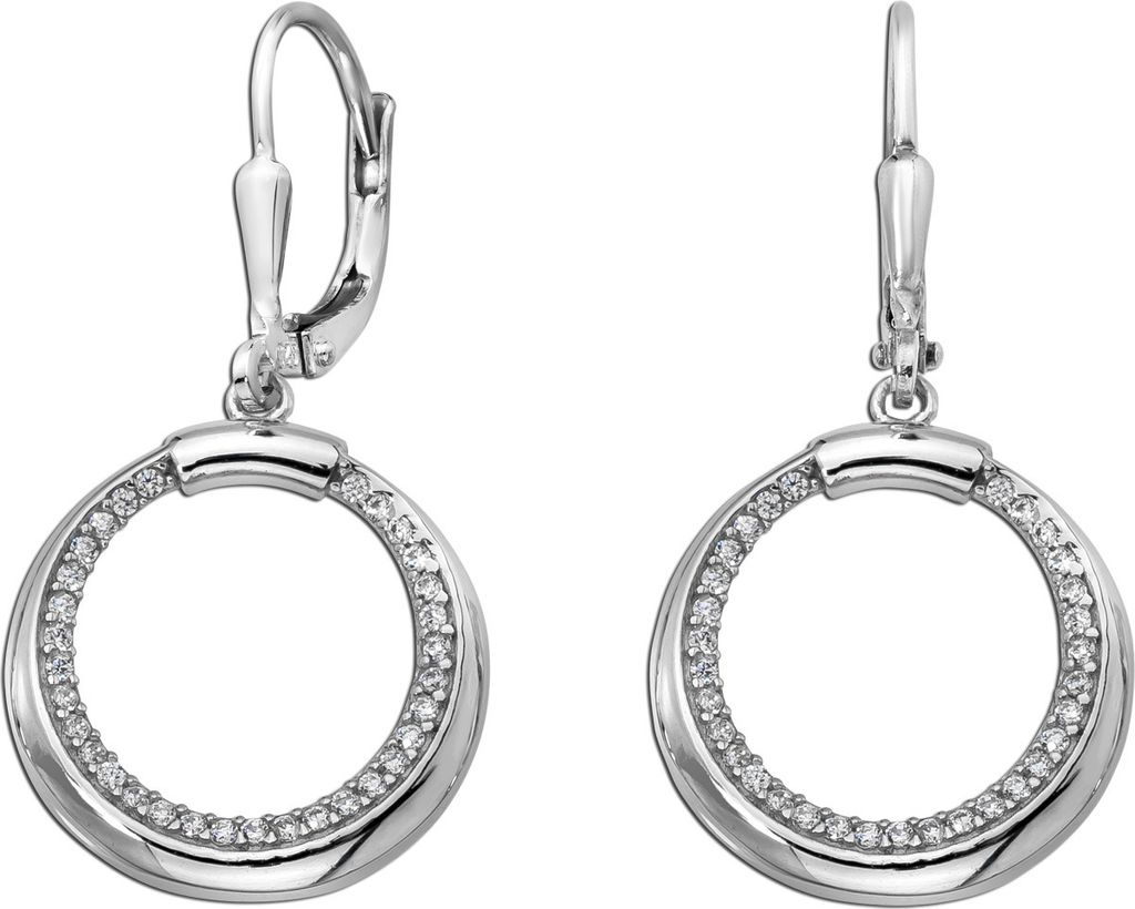 Ohrhänger Silber 925 weiße Zirkonia Krappengefasst rhodiniert poliert