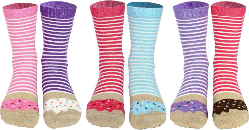United Oddsocks Damen Socken, 6 Socken Pack - Strumpf, Mottomotive Donuts 37-42