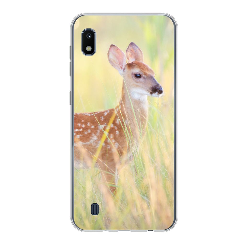 MuchoWow Handyhülle Schutzhülle Hülle für Samsung Galaxy A10 Hirsche - Gras - Grün Silikon Softcase Handy Hülle - Schutzhülle