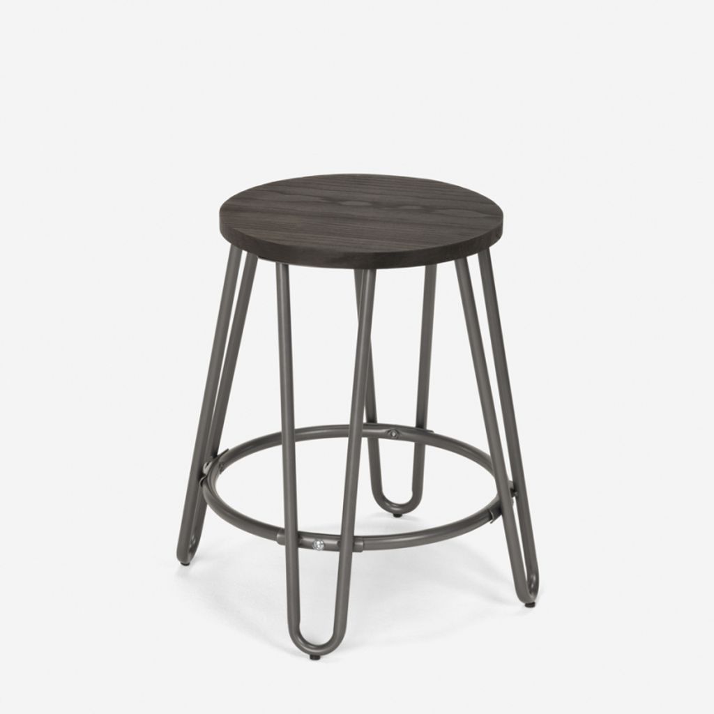 Hocker Metall Holz Industrielles Design Bars Restaurants Küche Carbon One - Dunkel Grau