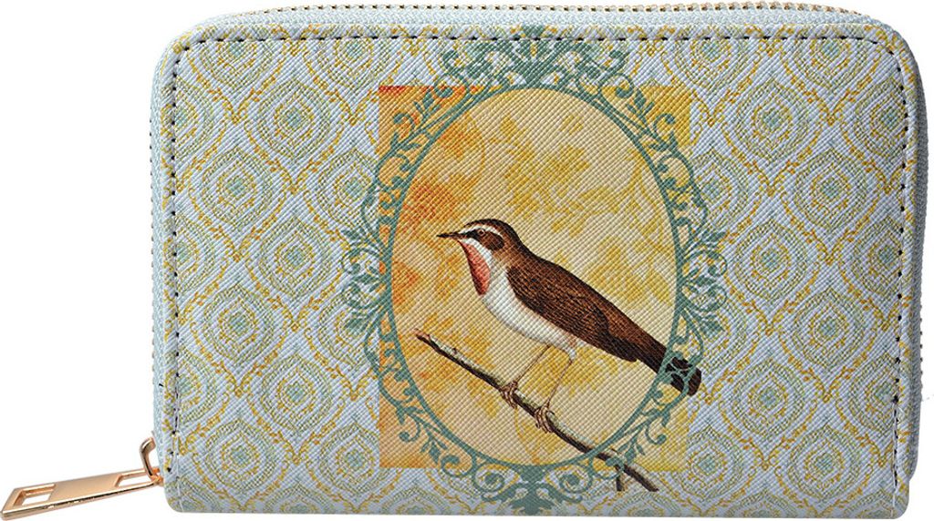 Clayre & Eef Brieftasche 10x15 cm Grün Polyester Vogel