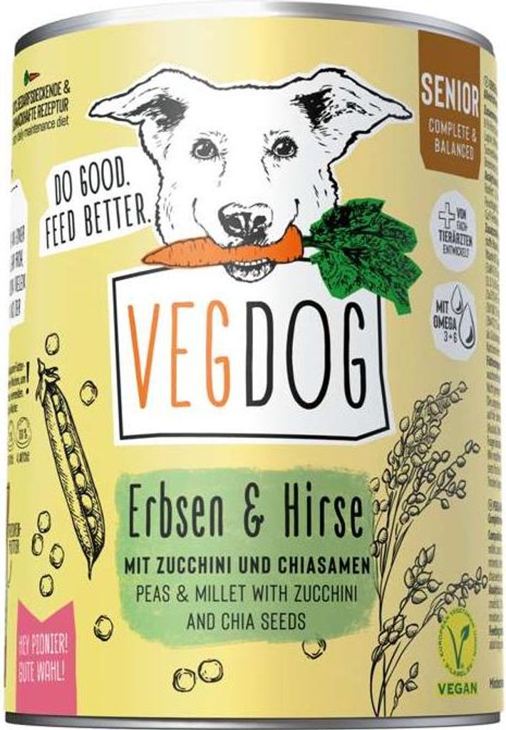 VEGDOG - Senior Dose No1 - Erbsen & Hirse | 6x400g