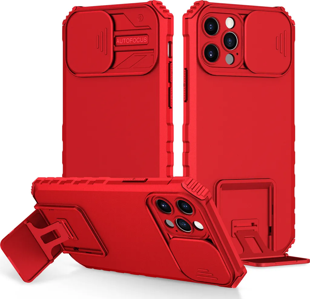 Custodia iPhone 12 Pro Antiurto Rossa: Kickstand e Protezione Camera