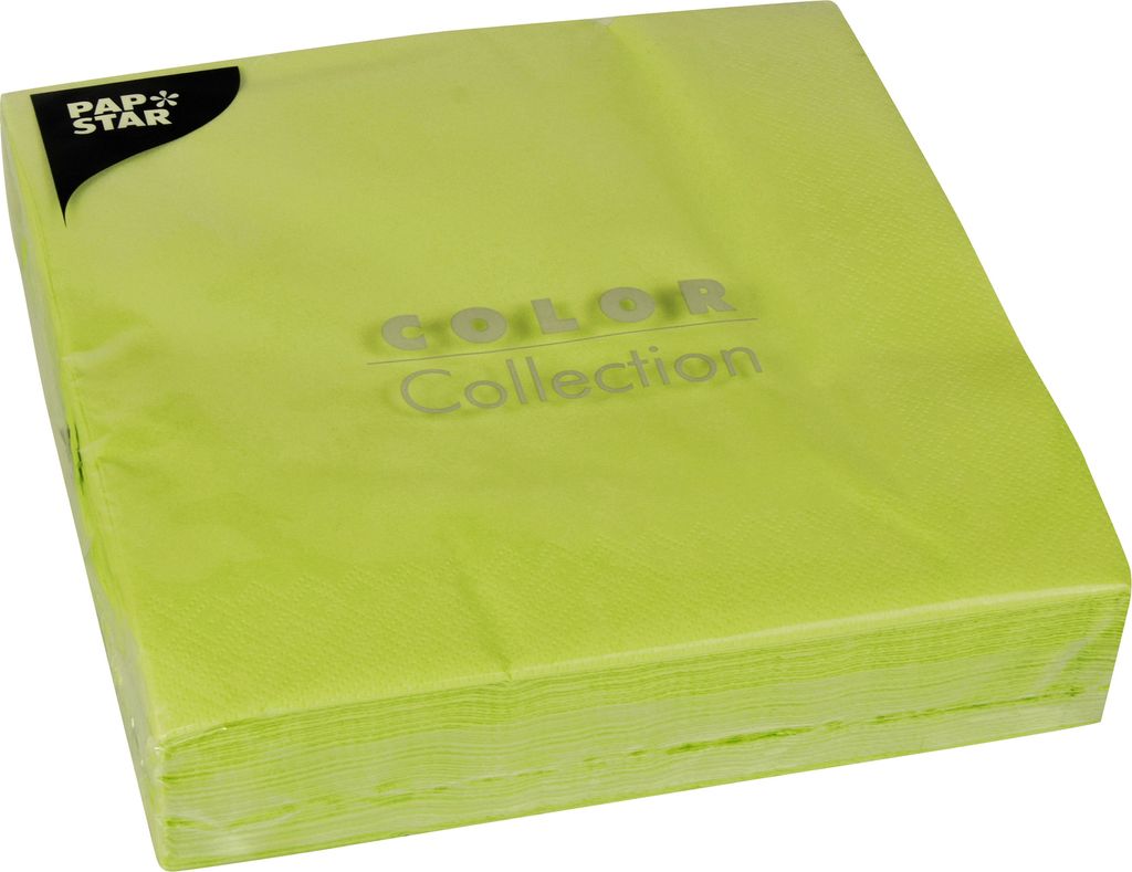 PAPSTAR 50 Servietten, 2-lagig 1/4-Falz 40 cm x 40 cm limonengrün | Folie (50 Stück)
