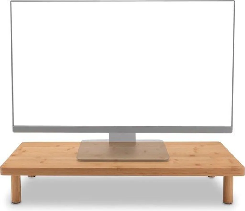 Support écran ergonomique bois naturel pour bureau de 60 x 25 cm