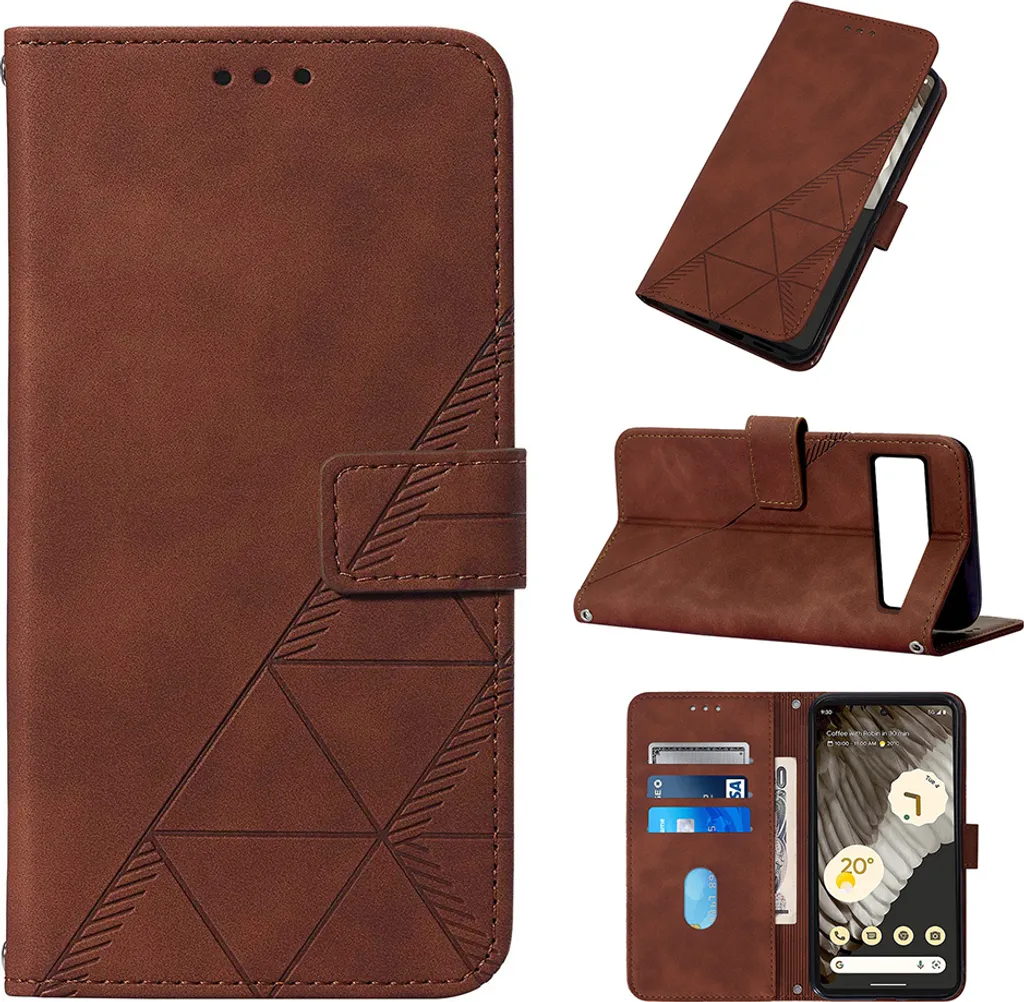 Cover Google Pixel 8 Protettiva: Marrone, Anti-Caduta con Porta Carte