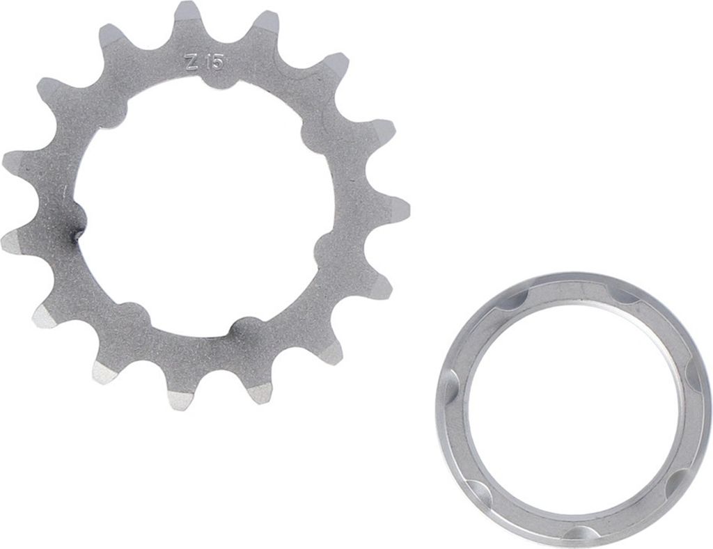 XLC Single Speed Ritzel 1/8',15 Zähne mit Träger matt verchromt, silber