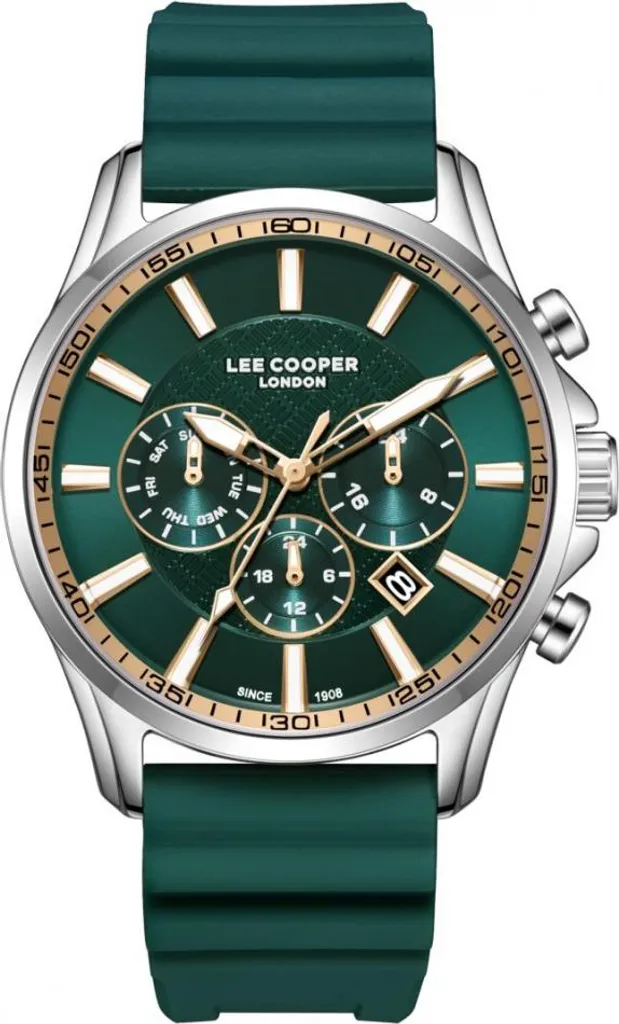 Montre Analogique Homme Lee Cooper en Acier Inoxydable et Cadran Vert
