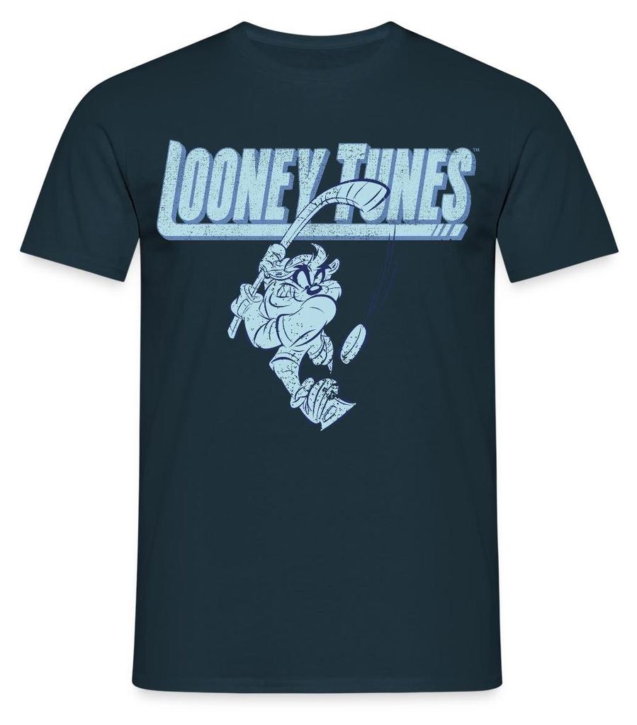 Spreadshirt Looney Tunes Eishockey Tasmanian Devil Männer T-Shirt, L, Navy