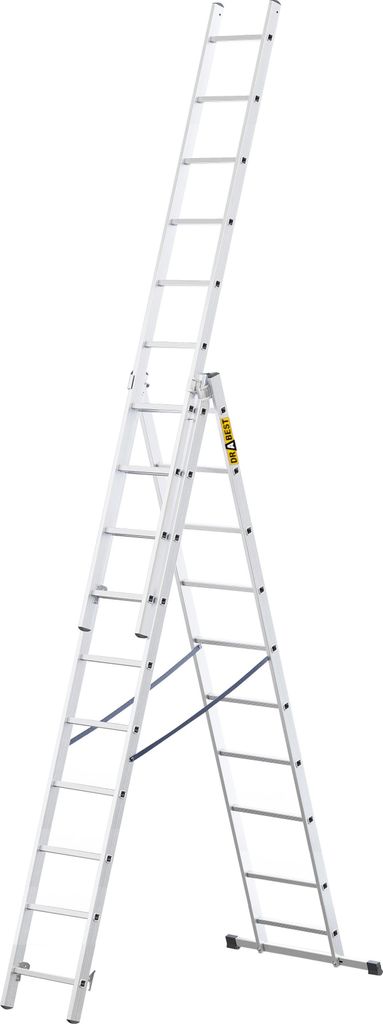 A silver aluminum multi-purpose ladder is shown against a white background.