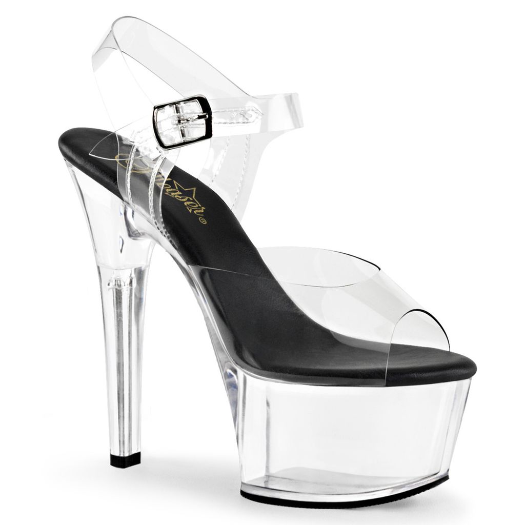 ASPIRE-608 Damen Sandale von Pleaser, Transparent Schwarz , EU 37, US 7