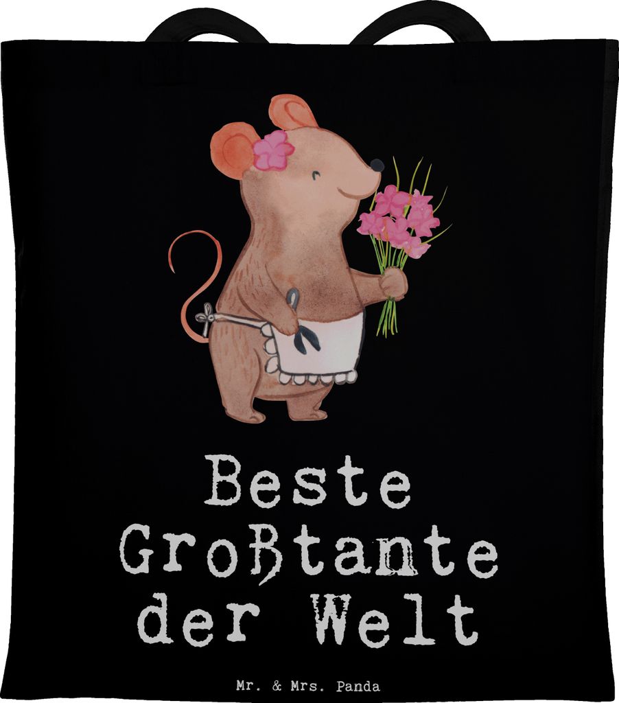 Mr. & Mrs. Panda Shopping Tasche Maus Beste Großtante der Welt - Schwarz - Geschenk, Laptoptasche, Kleinigkeit, Schultasche, Einkaufstasche, Gesch...