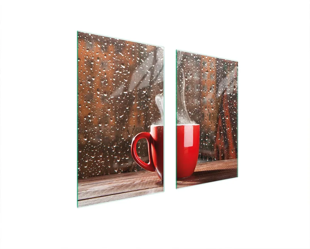 Piastre copri fornelli 2 pezzi 75x52 Copri piano cottura in ceramica tagliere in vetro caffè rosso