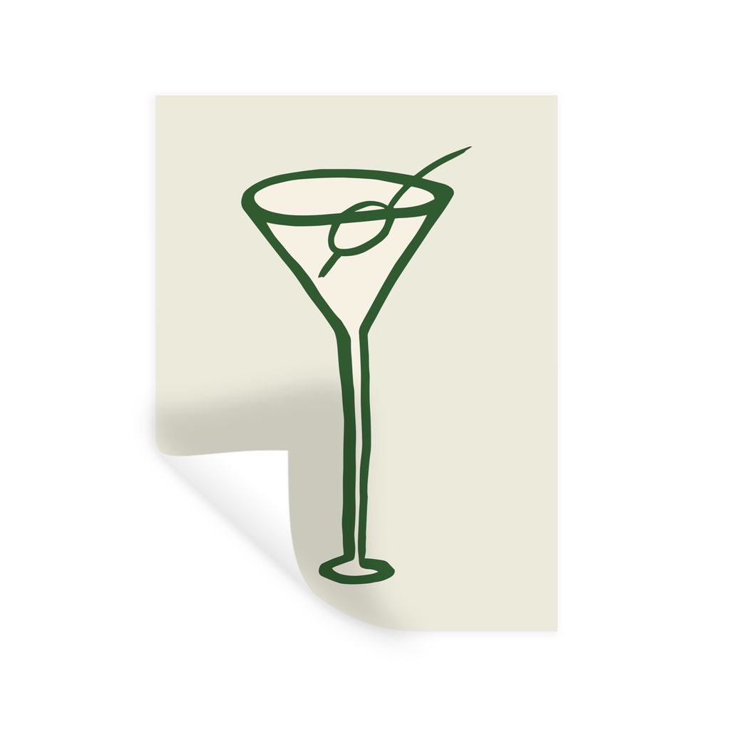 MuchoWow Wandtattoo Wandsticker Wandaufkleber Cocktail - Strohhalm - Glas - Grün 30x40 cm Selbstklebend und Repositionierbar - Sticker - Dekorfolie