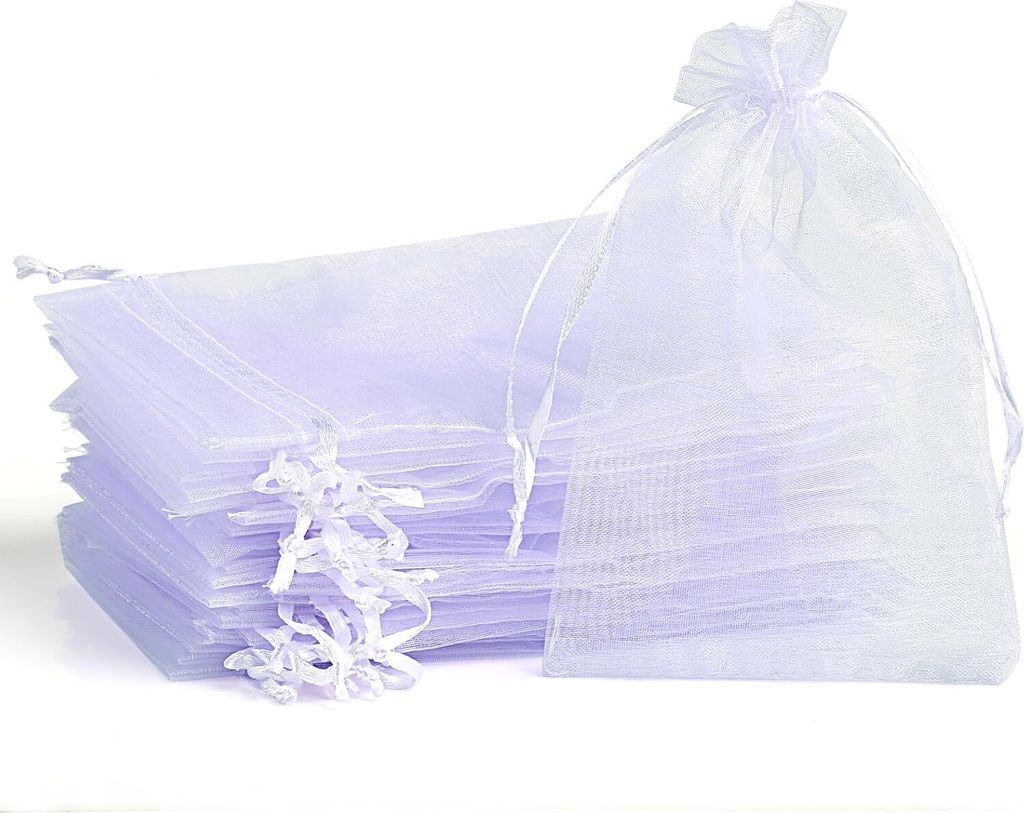 120 weiße Organzabeutel, Geschenktüten aus Organza, 7 x 9 cm, Weiß, 7 x 9 cm