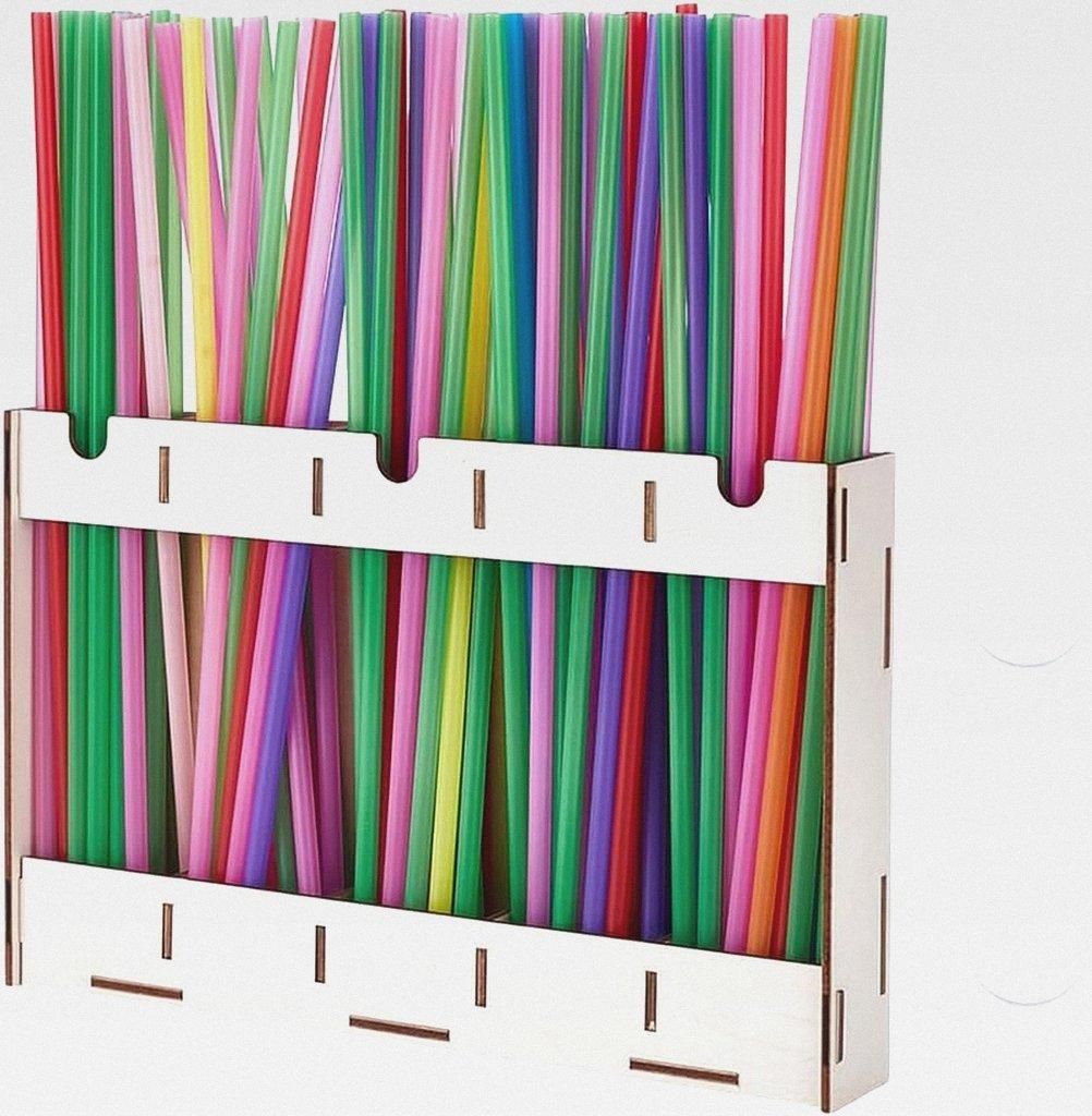 Holz Strohhalmhalter Aus Mit Doppelseitigem Klebeband Trinkbecher Strohhalm Organizer Ständer Strohhalmhalter Spender Zubehör Aufbewahrungsbehäl...