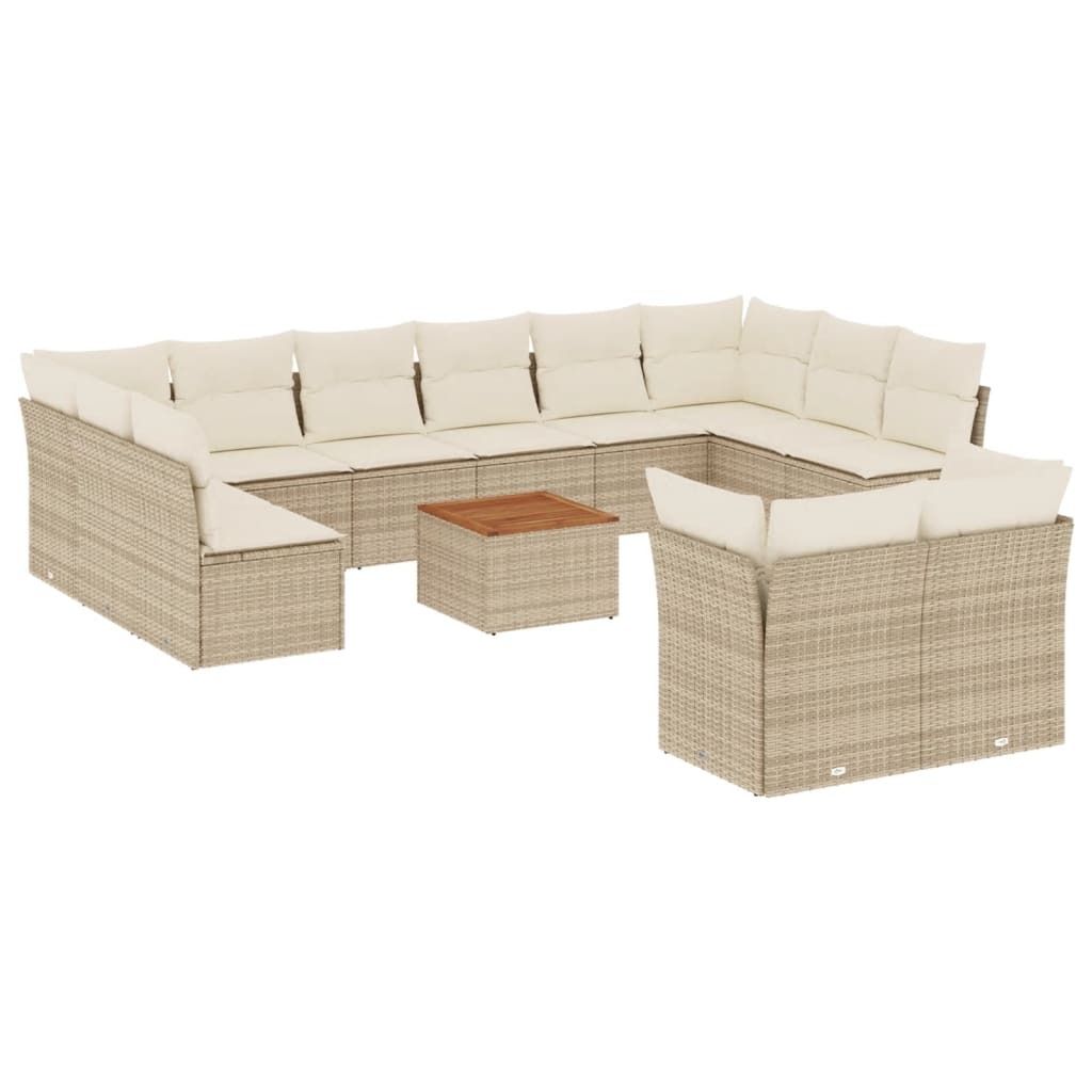 "2026 Aktion" 13-tlg. Garten-Lounge-Set - elegantes Design - Sitzgruppe/Gartengarnitur - mit Kissen Beige Poly Rattan - Terassenmöbel NeuMöbel613760