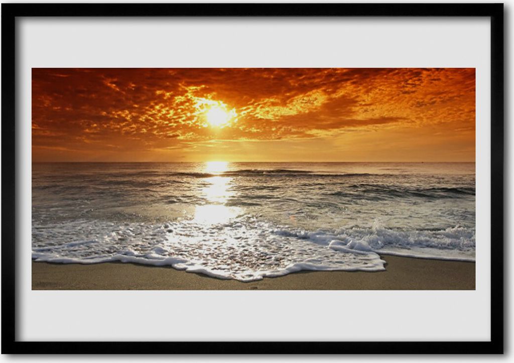 Bild 100x70 MDF-Rahmen Wandkunst Meer, Sonne, Landschaft