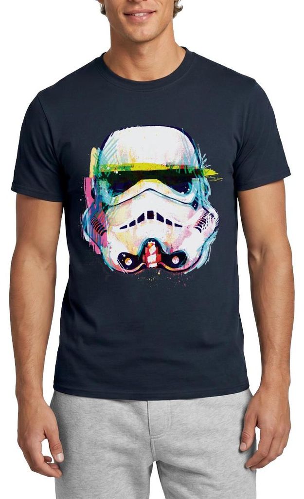 Star Wars Stormtrooper Portrait Artsy-Look Männer T-Shirt, M, Navy